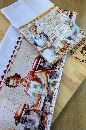 Dupla pano de prato/copa básico - Cozinha retrô