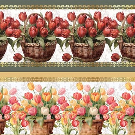 Tricoline Digital Barrado Tulipas (0,55cmx1,50mt)