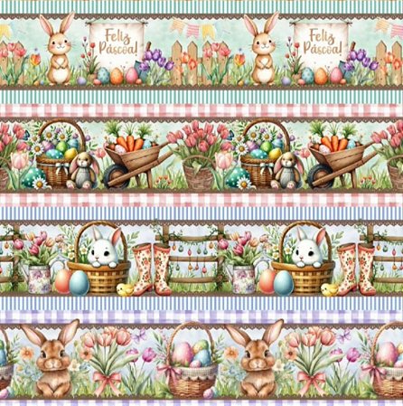 Tricoline Digital Barrado Páscoa Divertida (0,55cmx1,50mt)