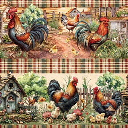 Tricoline Digital Barrado Cocoricó (0,55cmx1,50mt)