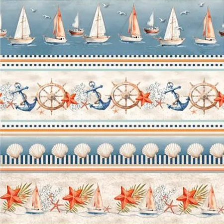 Tecido Tricoline Barrado Digital Fundo do Mar (0,55cmx1,50mt)