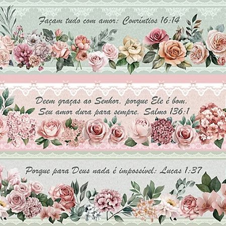 Tecido Tricoline Barrado Digital Frases Bíblicas (0,55cmx1,50mt)