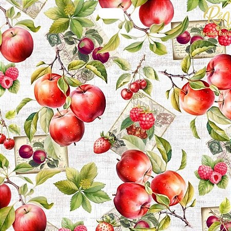 Tecido Tricoline Digital Corrido Maçãs (0,55cmx1,50mt)