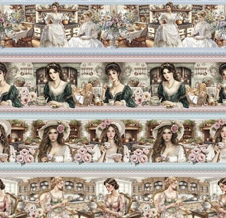 Tecido Tricoline Barrado Digital Damas (0,55cmx1,50mt)