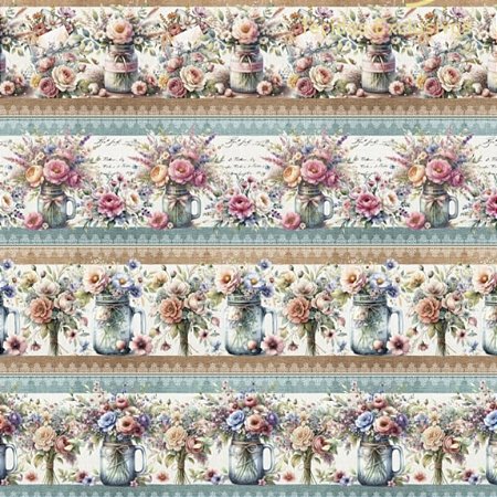 Tecido Tricoline Barrado Digital Flores do campo (0,55cmx1,50mt)