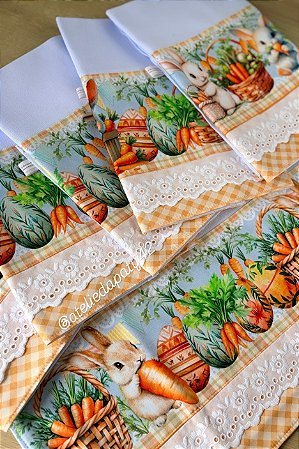 Panos de prato/copa Avulsos - Páscoa das Cenouras