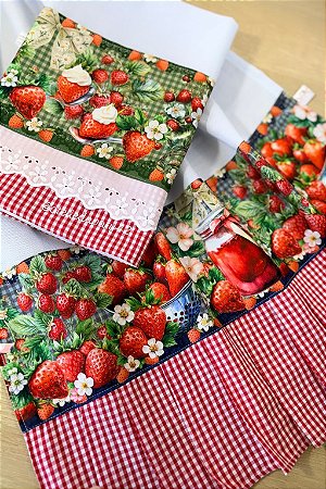 Dupla pano de prato/copa - Morangos