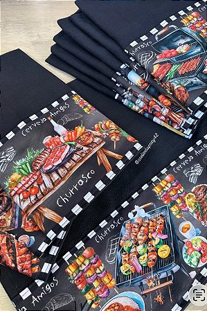 Pano de prato/copa Avulsos na cor Preta - Churrascada