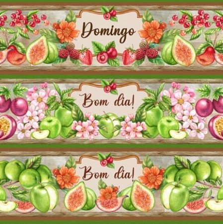 Tecido Tricoline Barrado Digital Semaninha das Frutas (0,55cmx1,50mt)
