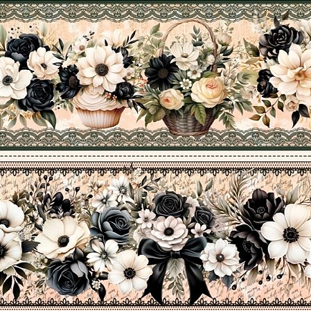 Tecido Tricoline Barrado Digital Ópera Floral (0,55cmx1,50mt)