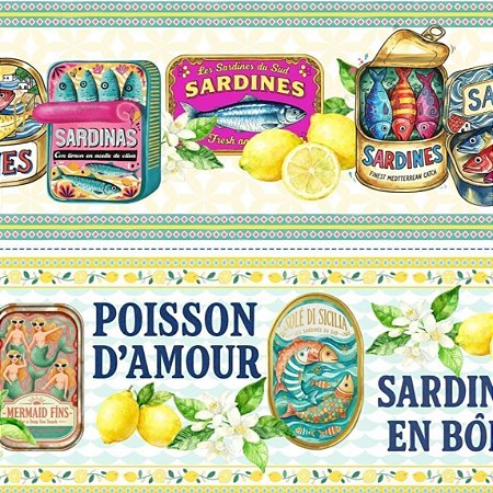 Tecido Tricoline Barrado Digital Sardinhas (0,55cmx1,50mt)