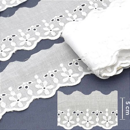 Bordado inglês 100% algodão - BA036-001 - ArtePunto (5cmx10mt)