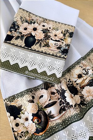 Dupla pano de prato/copa - Ópera Floral