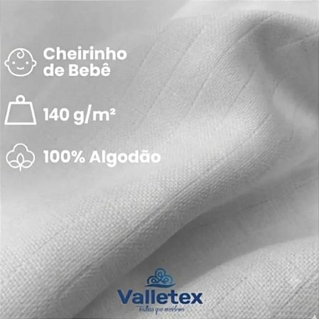 Tecido Fralda Quadriculada Lisa Valletex 100% algodão (1mtx0,70cm) branca