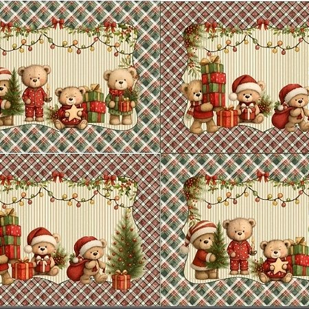 Tricoline Digital Jogo Americano Natal dos Ursos 100%algodão(55cmx1,50mt)