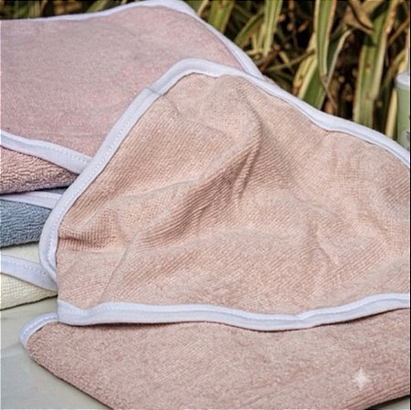 Toalha de banho infantil com capuz aveludada (70cmx90cm) rosa