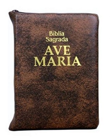 Livro Biblia Ave Maria de Bolso com Zipper: Ziper - Marrom