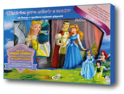 Historias para Colorir e Montar - Princesas - 10 Livros + Quebra-cabeca Gig