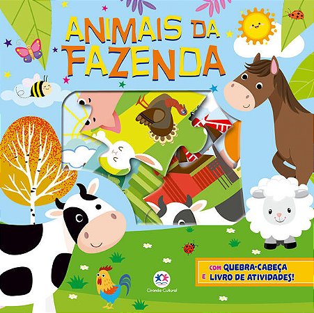 Animais da Fazenda com Quebra Cabecas e Livro de Atividades