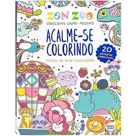 Zen Zoo - Acalme-se Colorindo: Pôster de Arte Consciente