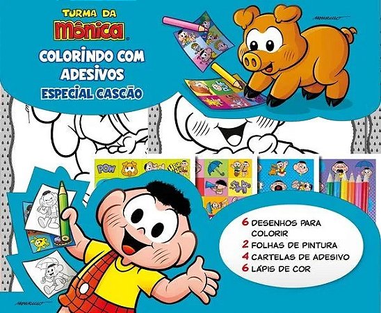 Turma da Monica Colorindo com Adesivos Especial Cascao