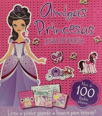 Livro Diversao Amigas Princesas: Kit com 1 Livro de Colorir de 12 Paginas +