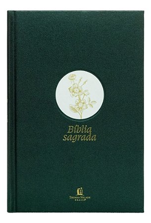 Bíblia Slim NVI, Letra Grande, Tecido Verde - Flor Minimalista