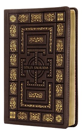 Bíblia Sagrada Católica, Letra Grande, Molduras, Couro-soft Marrom, Leitura Perfeita