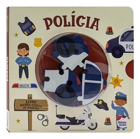 Livro Quebra-Cabeça de Madeira - Polícia