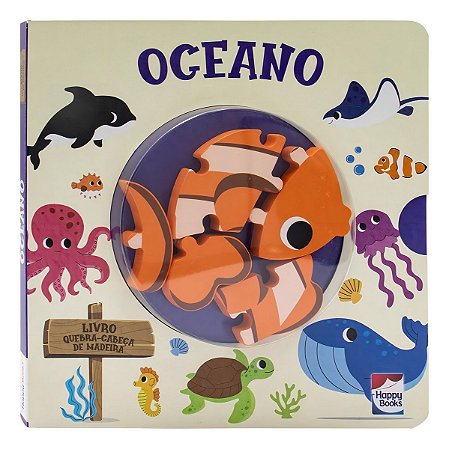 Livro Quebra-Cabeça de Madeira - Oceano