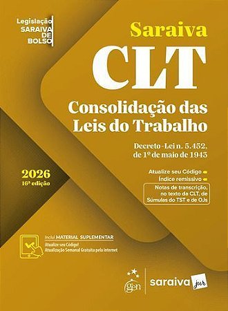 Clt - Legislação Saraiva de Bolso - 16ª Edição 2026 - Saraiva Jur