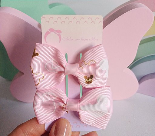 Laço parzinho Mickey Rosa