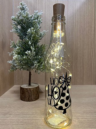 GARRAFA LONG NECK DE VIDRO COM ROLHA LED HOHOHO 1UN