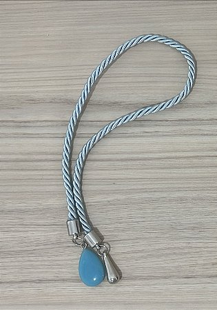 CORDÃO PEDRARIA AZUL BB C/PRATA 42CM 1UN