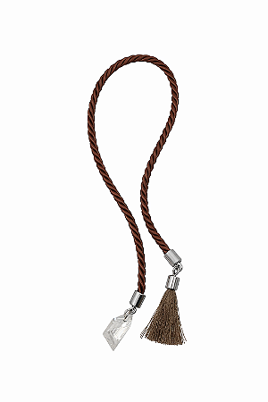 CORDÃO POMPOM MARROM C/PRATA 42CM 1UN