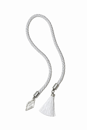 CORDÃO POMPOM BRANCO C/PRATA 42CM 1UN