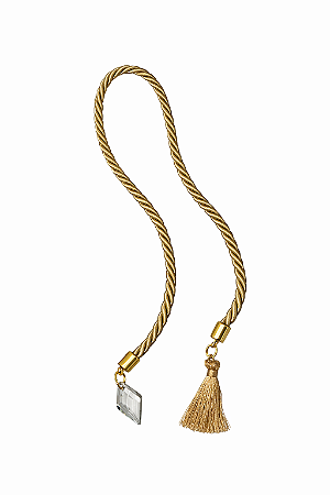 CORDÃO POMPOM MEL C/OURO 42CM 1UN