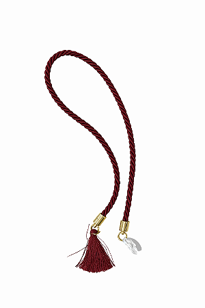 CORDÃO POMPOM VERMELHO C/OURO 42CM 1UN