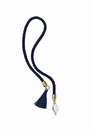 CORDÃO POMPOM MARINHO C/OURO 42CM 1UN