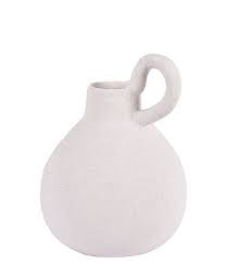 VASO MINIMALISTA COM ALCA EM CERAMICA OFF WHITE 15CM 1UN