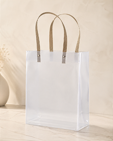 SACOLINHA CRISTAL C/ALCA DE FIBRA 25X20X10CM 1UN