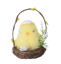 PINTINHO DEC NINHO AMARELO/MARROM 11,5CM 1UN