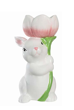 VASO DECORATIVO COELHO BRANCO 15.2X9.5cm 1UN