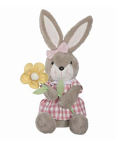 BONECA COELHA TECIDO ROSA 43cm 1UN