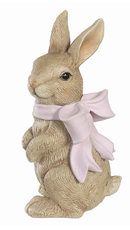 RESINA DECORATIVA COELHO LACO MORANGO ROSA 10X9.8X21cm 1UN