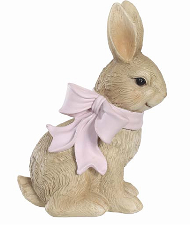 RESINA DECORATIVA COELHO LACO MORANGO ROSA 13.3X8.7X18.7cm 1UN