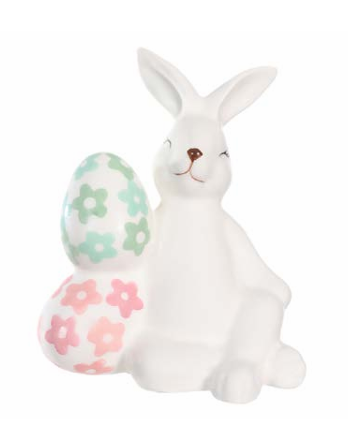 ESCULTURA DECORATIVA COELHO BRANCO 10.5cm 1UN