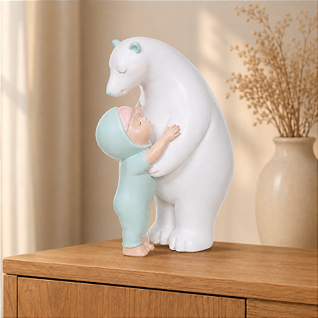 ESCULTURA DECOR POLIRESINA URSO 21,2X16X9,5cm 1UN