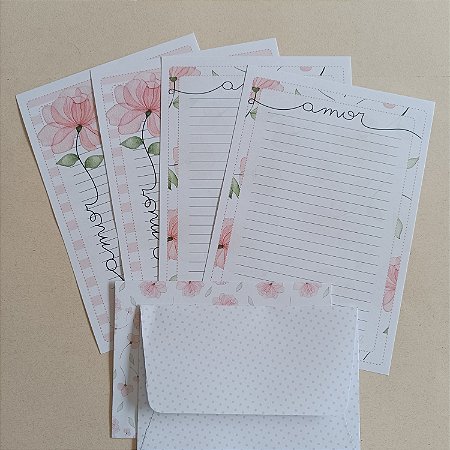 Papéis de Carta Coleção SOMOS FILHAS com Envelope 04 unidades | Amor (PDR0003