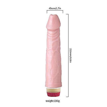 Prótese Realístico com Vibrador Rotativo à pilha - 22,5 x 4,3cm